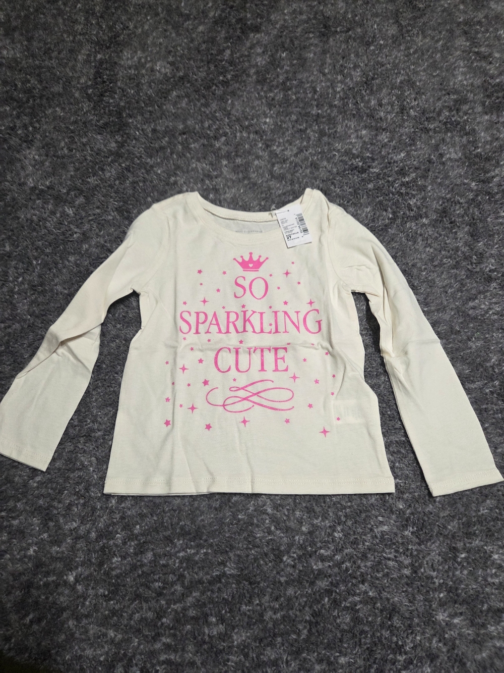 The Children's Place Long Sleeve Tee with Pink Sparkle Graphic